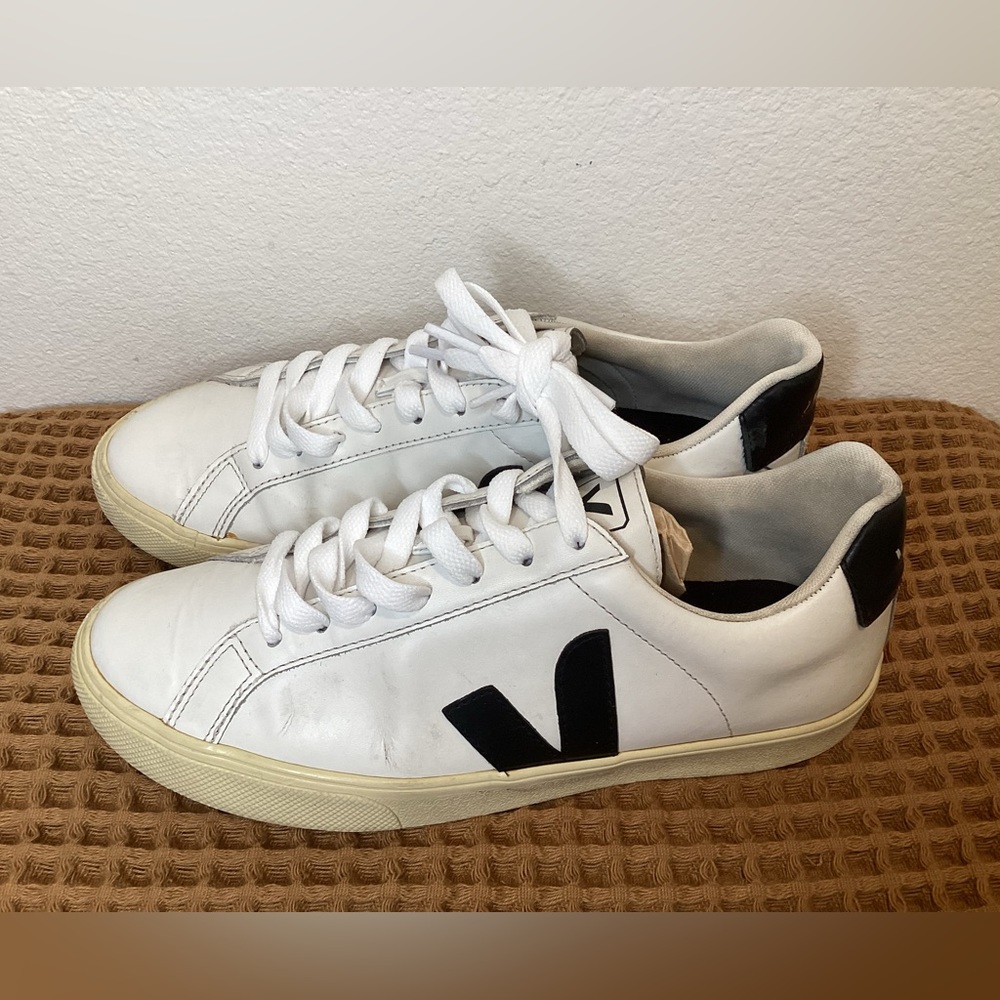 Veja White Sneakers with Black V Logo